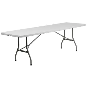 8-Foot Bi-Fold Plastic Banquet and Event Folding Table with Carrying Handle