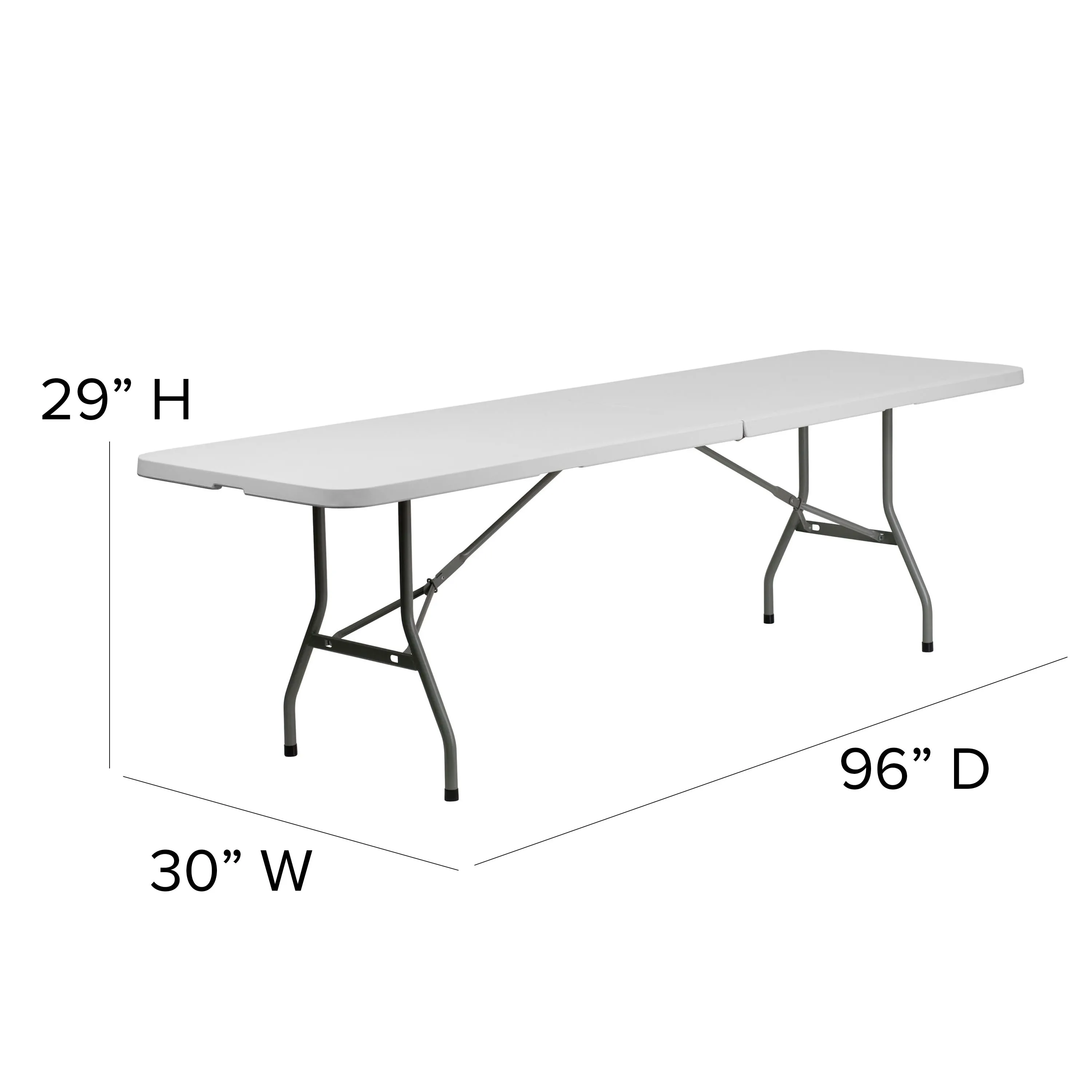 8-Foot Bi-Fold Plastic Banquet and Event Folding Table with Carrying Handle