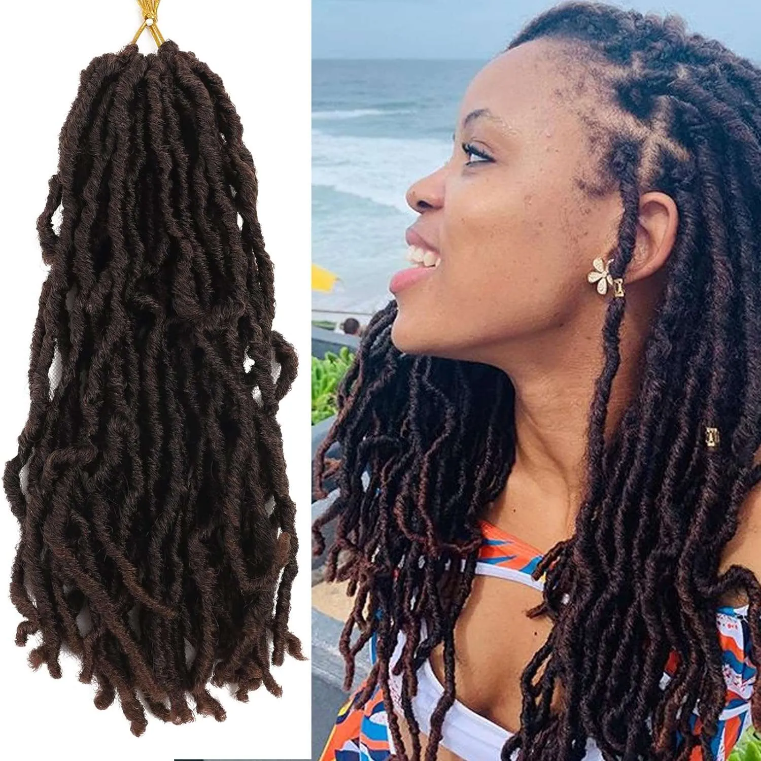 8 Packs Short Faux Locs Crochet Hair - 120 Strands