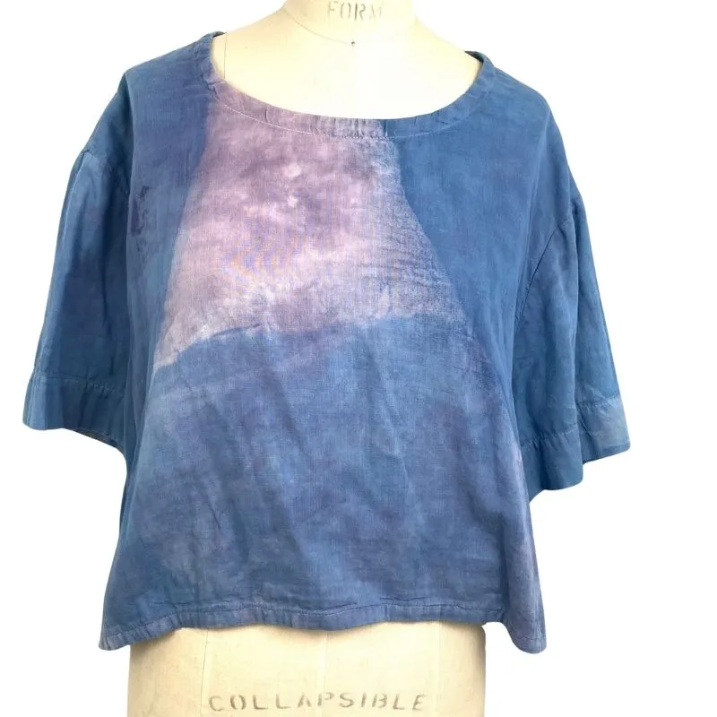 Allyn Boxy Tee in Blue Lilac Cotton Double Gauze