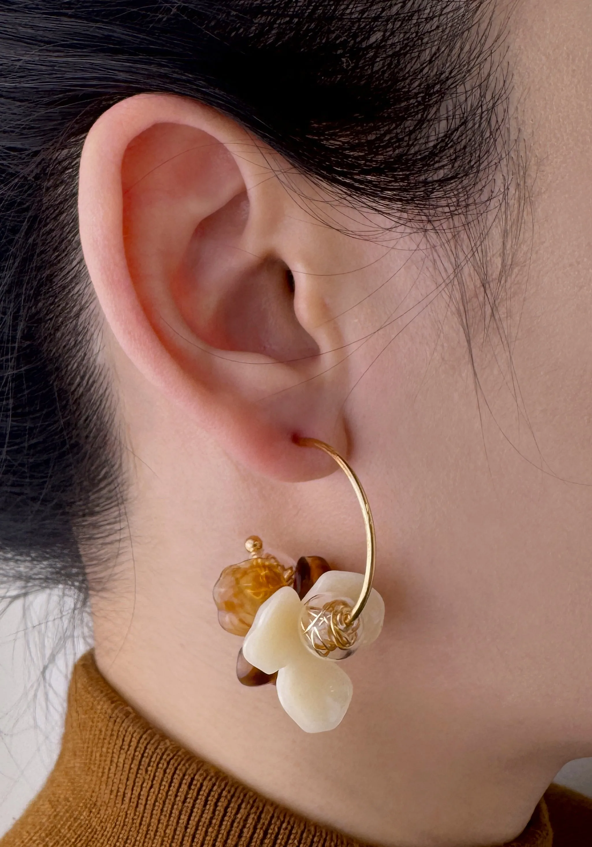 Amber Bloom Hoop Earrings