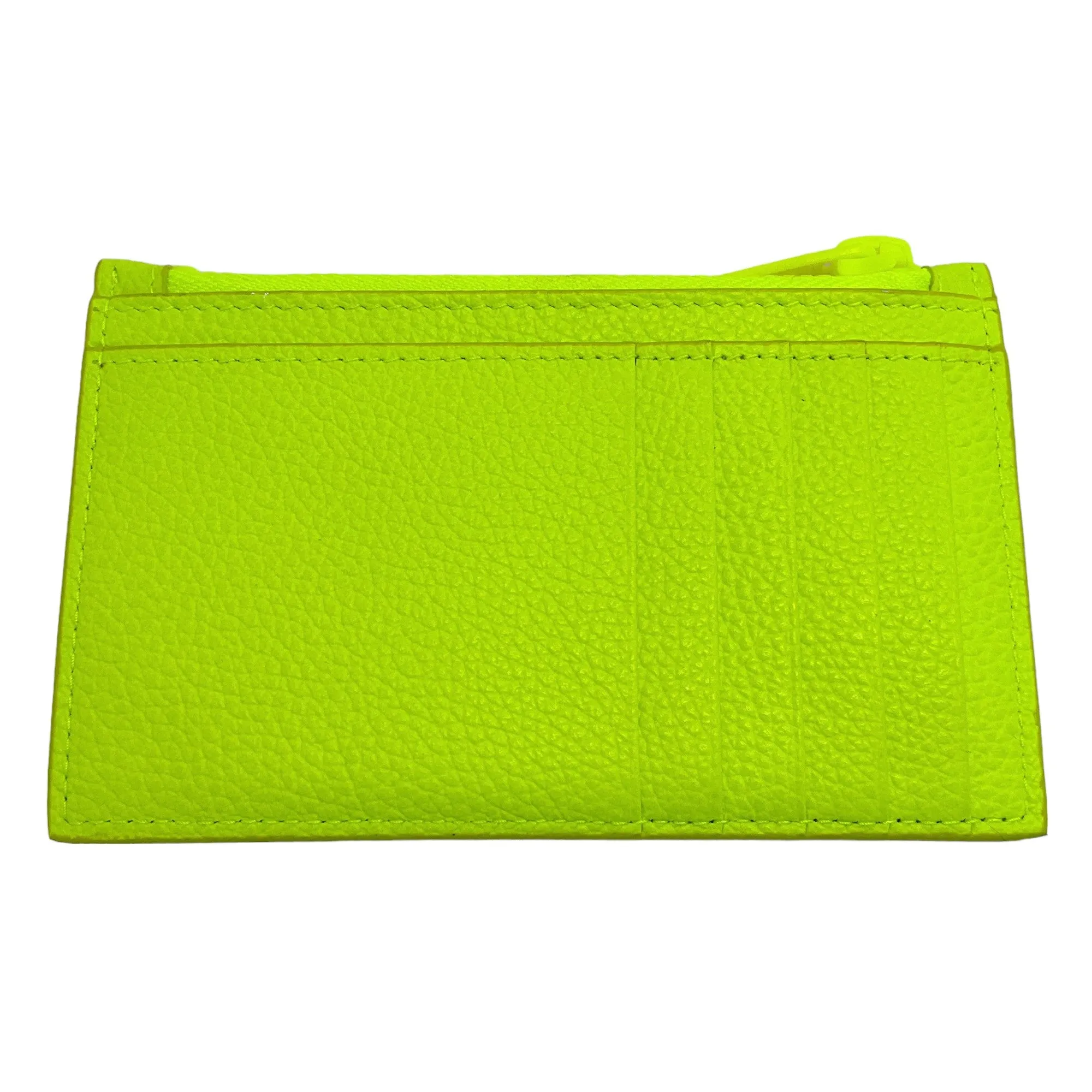 Balenciaga Neon Green Leather Card / Coin Case