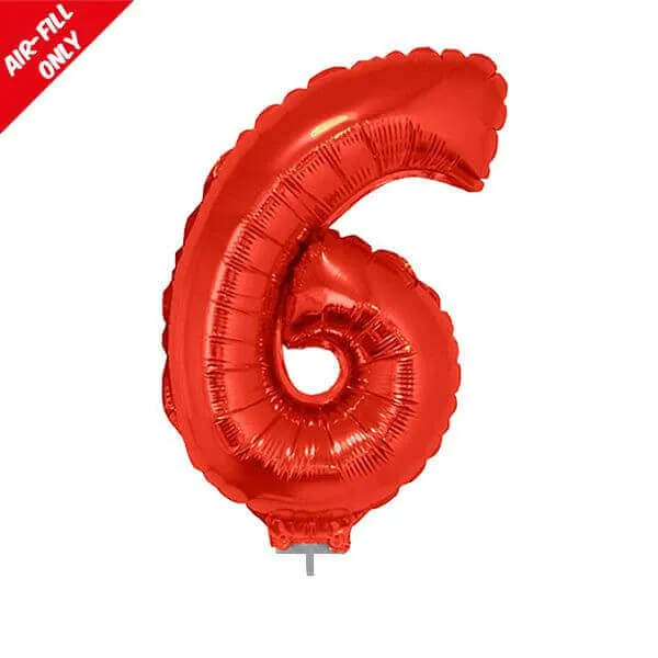 Balloon on Stick - 16" Red Number 6