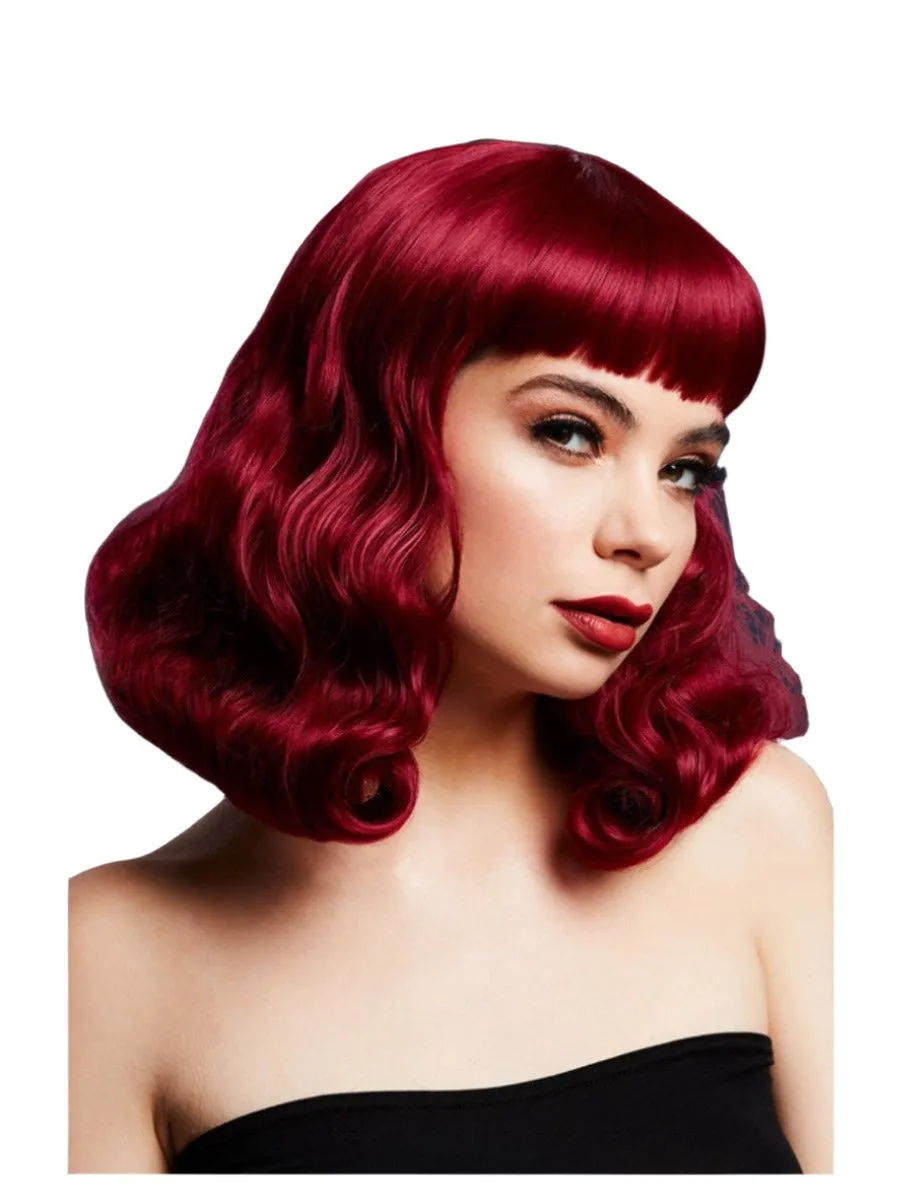 Bettie Wig with Short Fringe, Plum