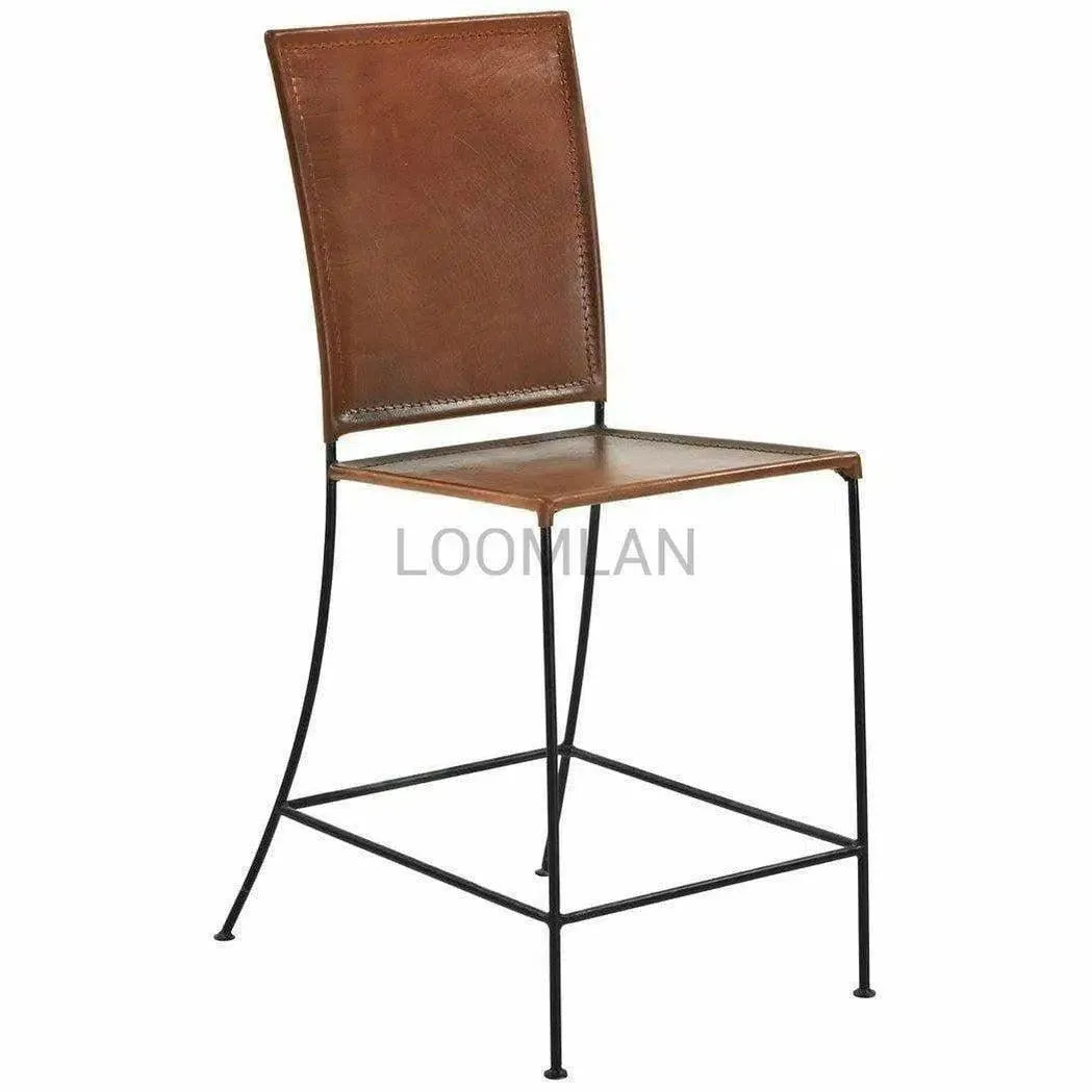 Brown Leather Dining Counter Height Chair Minimalist Crush