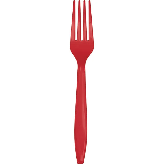 Bulk Pack of 100 Classic Red Plastic Forks