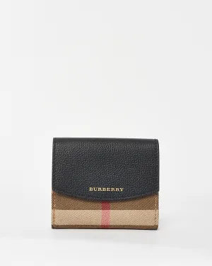 Burberry Black & House Check Canvas Small Wellington Bifold Wallet