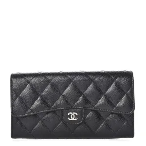 Chanel Large Black Caviar Quilted Flap Wallet with Gusset – Elegant Luxury Accessory