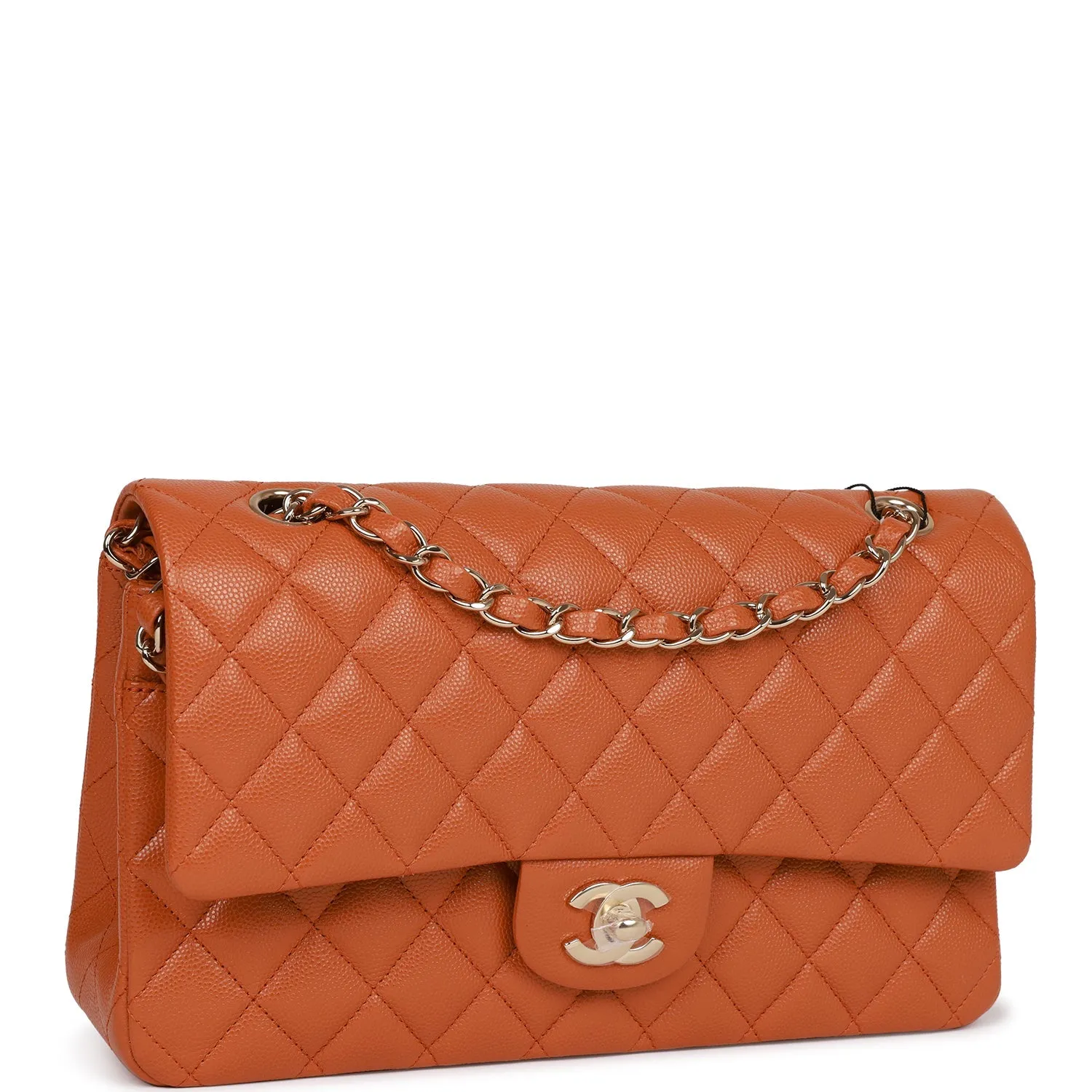 Chanel Medium Classic Double Flap Bag Caramel Caviar Light Gold Hardware