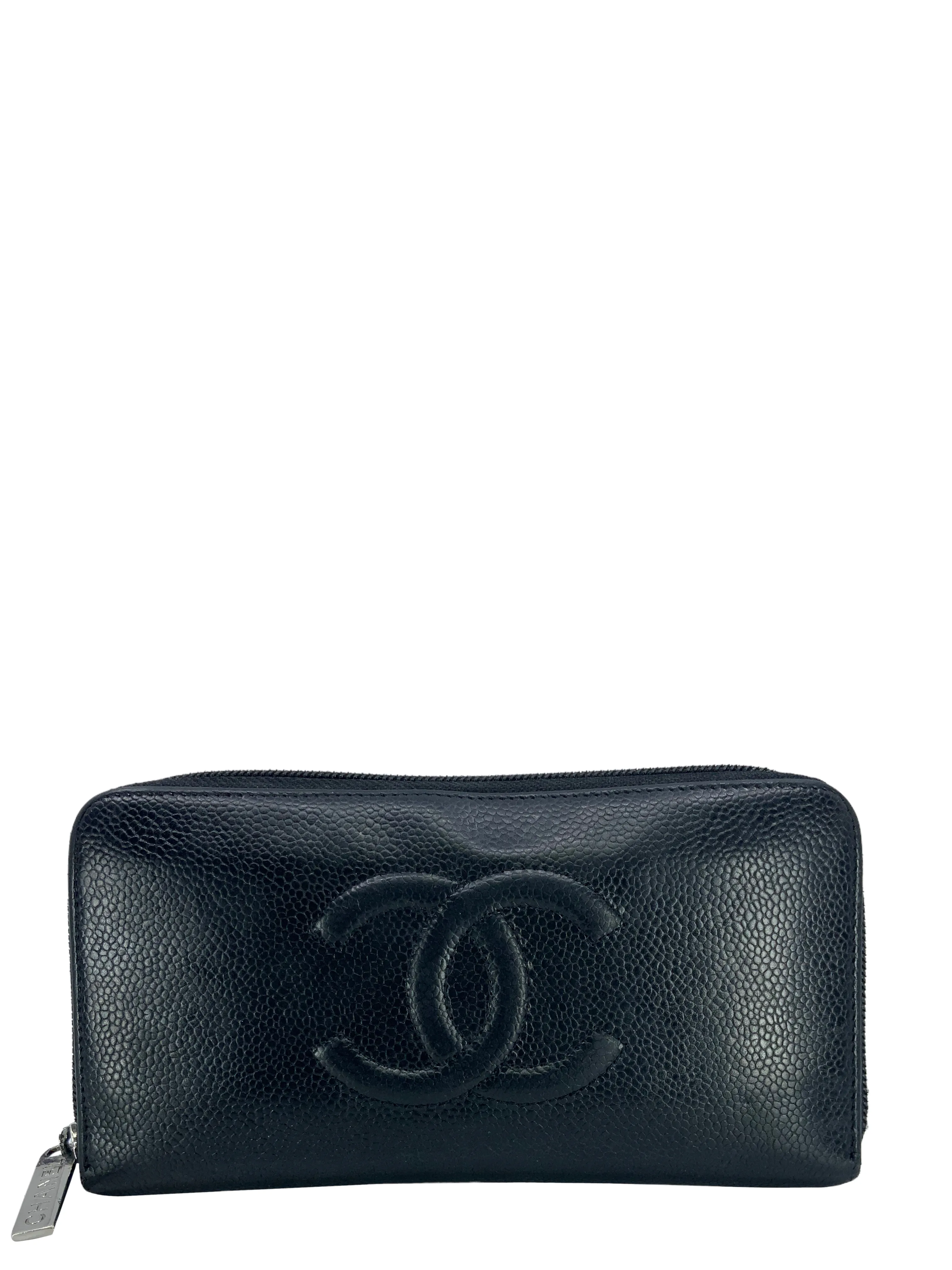 CHANEL Timeless CC Long Caviar Zipper Wallet