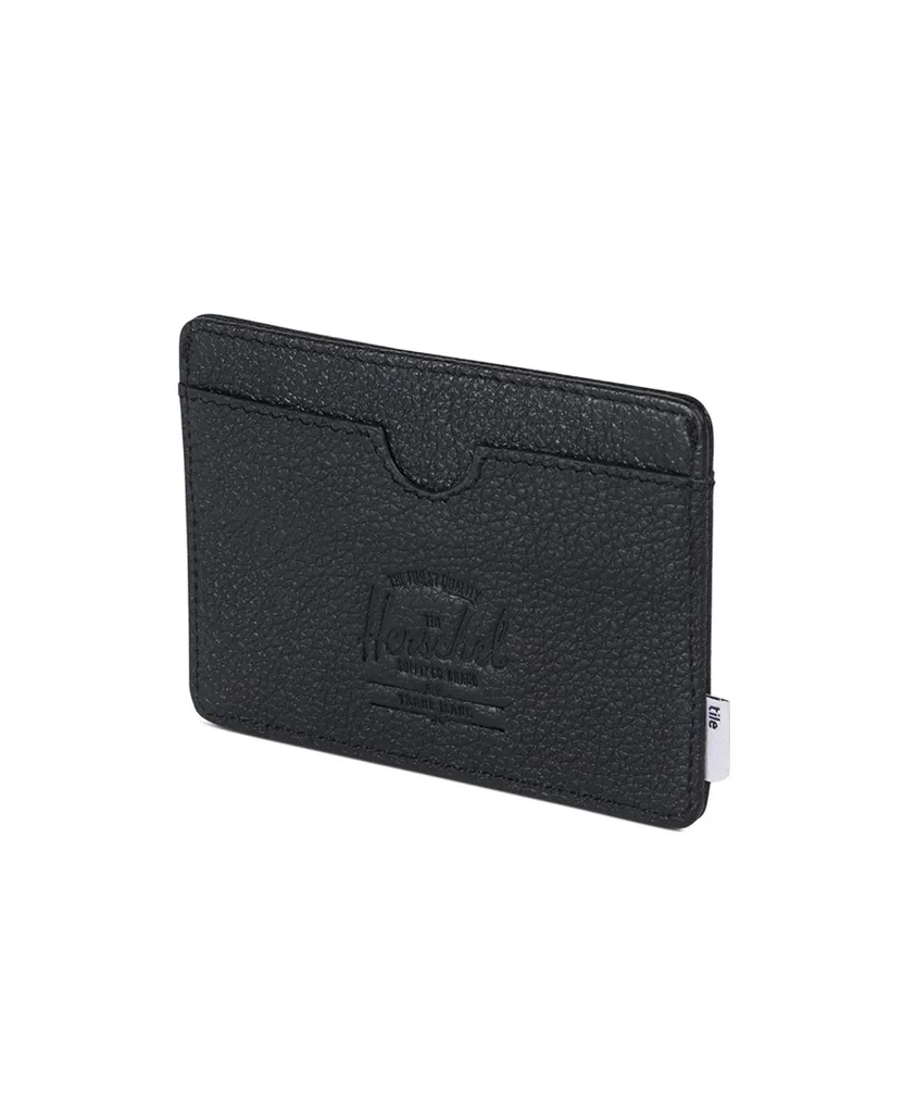 Charlie Wallet Tile Black Pebbled Leather