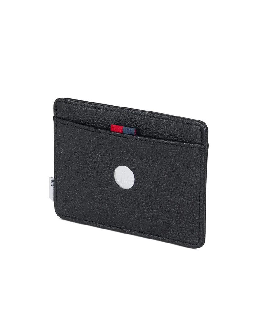 Charlie Wallet Tile Black Pebbled Leather