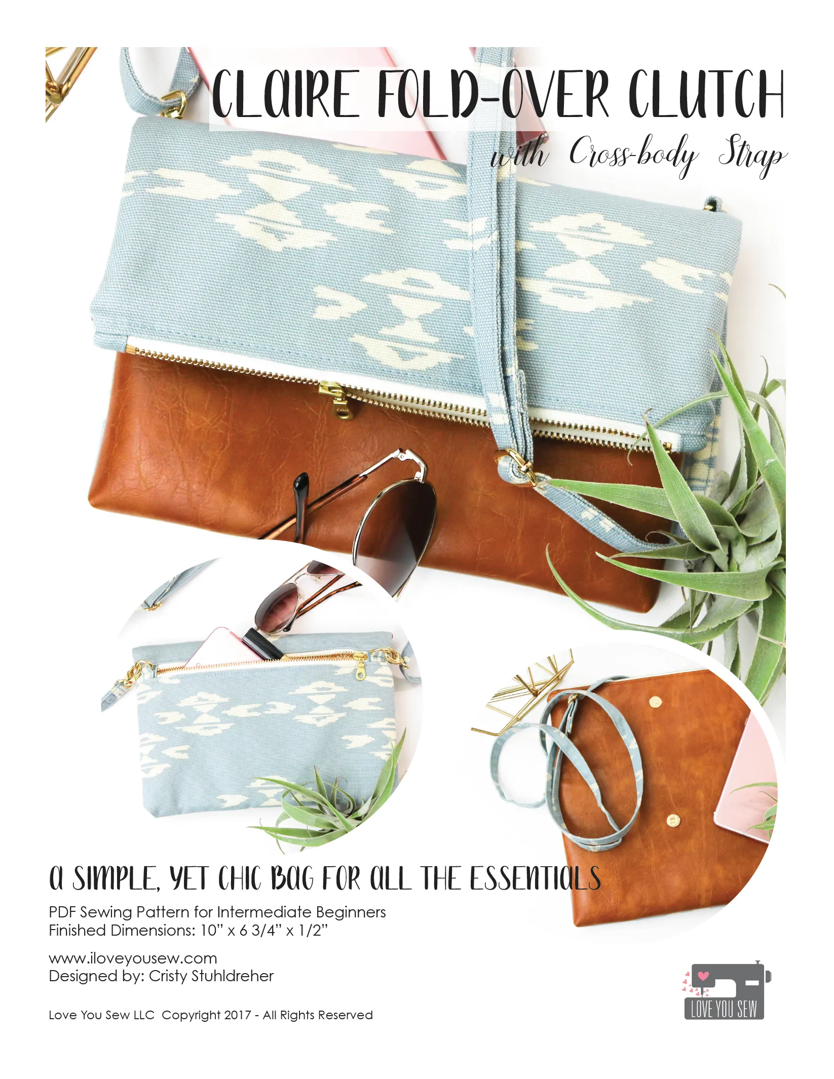 Claire Fold-over Clutch and Crossbody Bag Digital Sewing Pattern