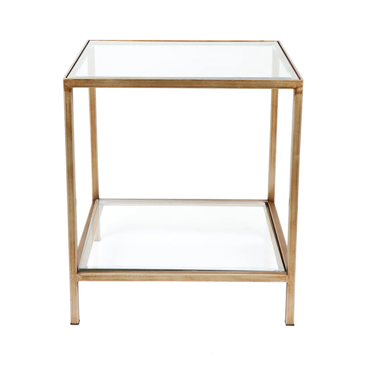 Cocktail Glass Square Side Table - Antique Gold