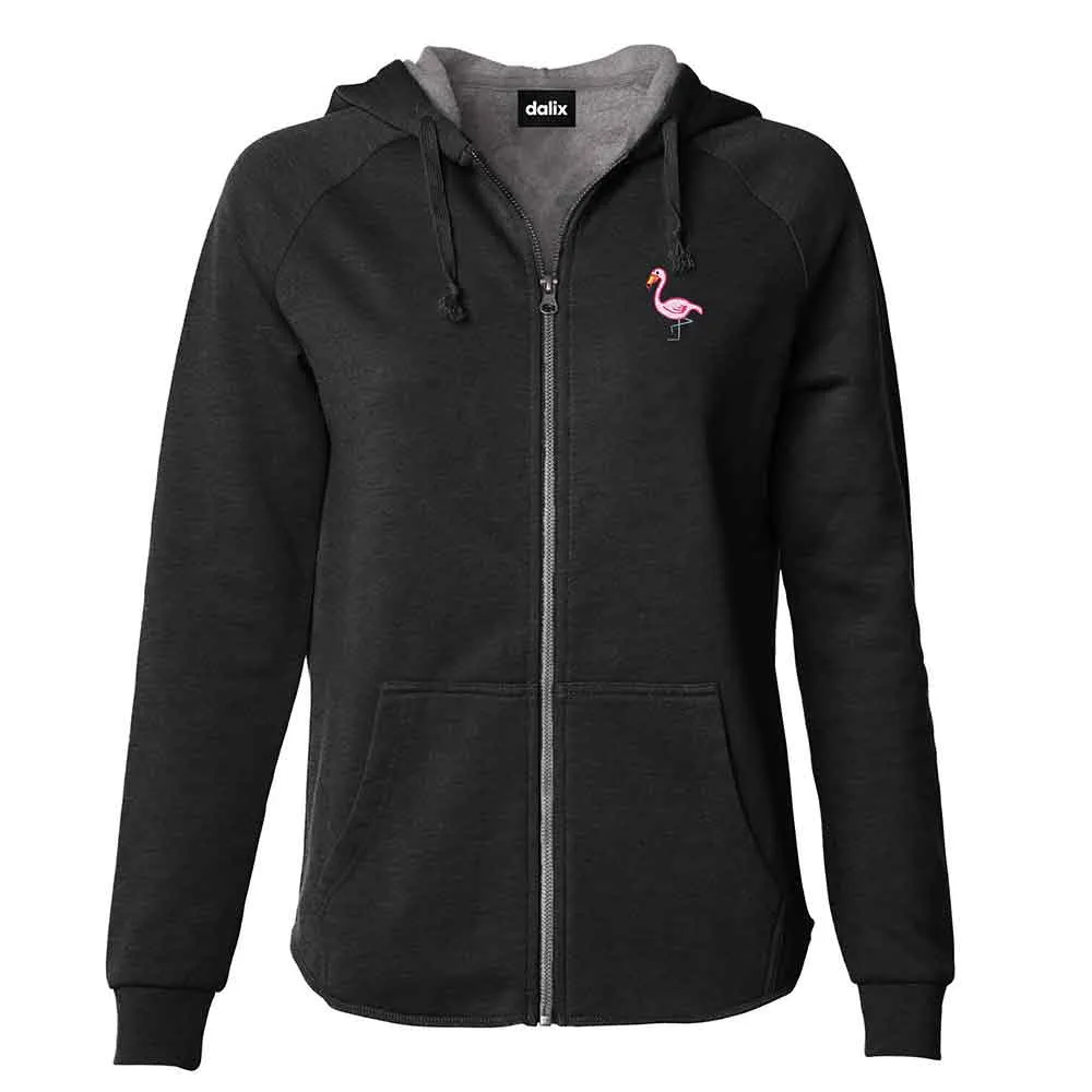 Dalix Flamingo Washed Zip Hoodie