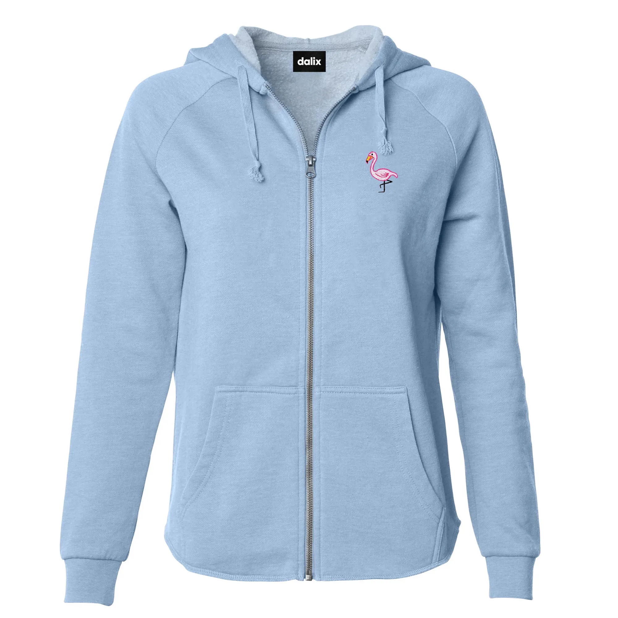 Dalix Flamingo Washed Zip Hoodie