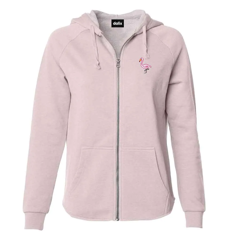 Dalix Flamingo Washed Zip Hoodie