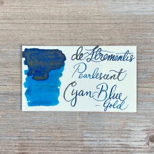 De Atramentis Pearlescent Cyan Blue Gold - 45ml Bottled ink