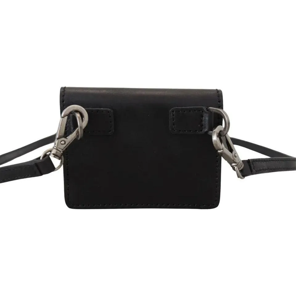 Dolce & Gabbana Black Leather Bifold Shoulder Sling Women Wallet