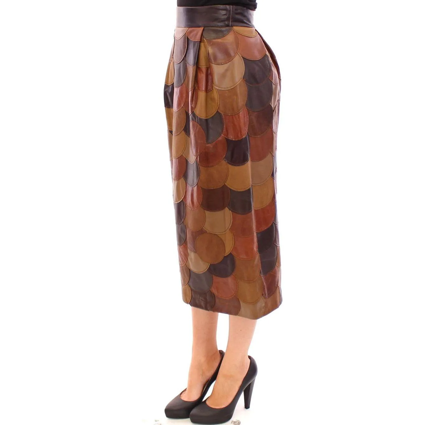 Dolce & Gabbana Elegant Leather Patchwork Skirt