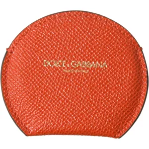 Dolce & Gabbana Elegant Orange Calfskin Mirror Holder