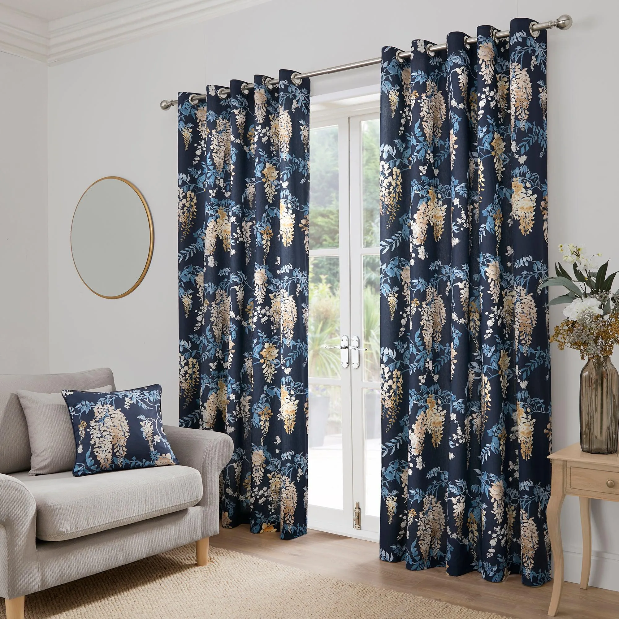 Dreams & Drapes Wisteria Cushion - Navy