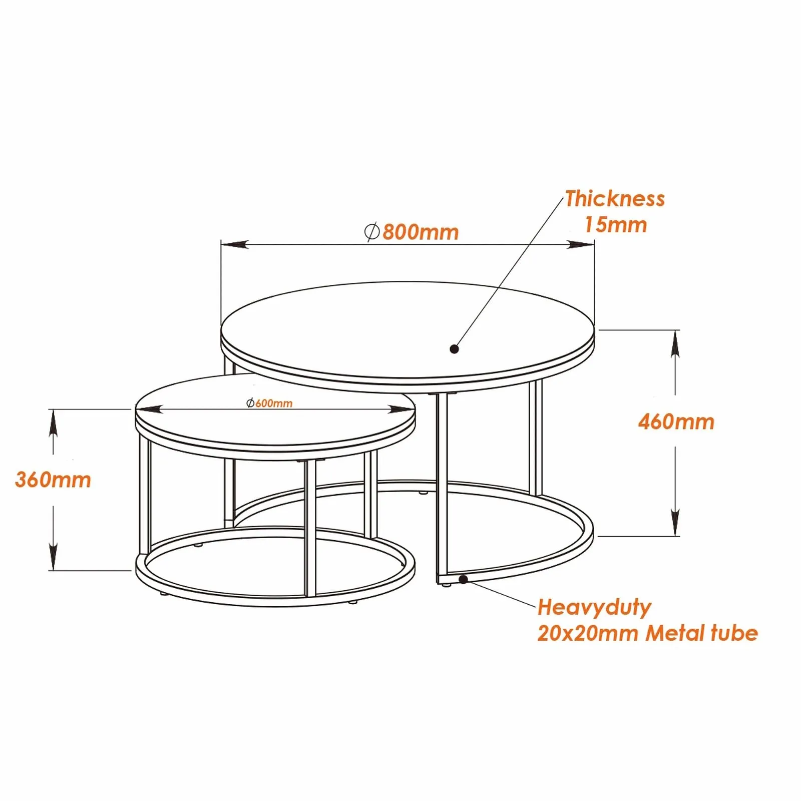 ECHO 800 Nested Coffee Table Set Oak by Censi