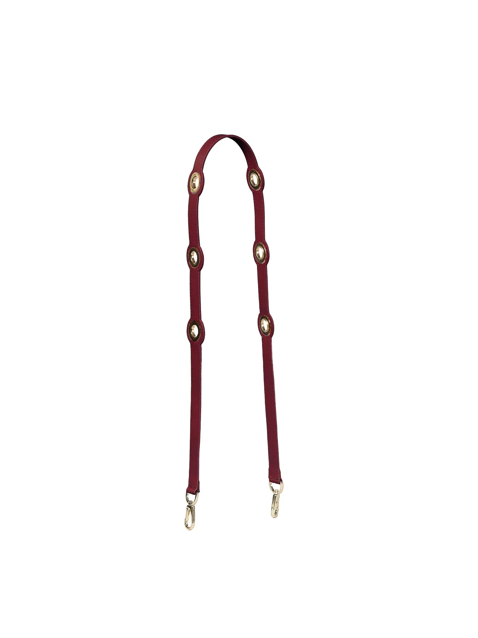 Eyelet Leather Strap - Dark Red