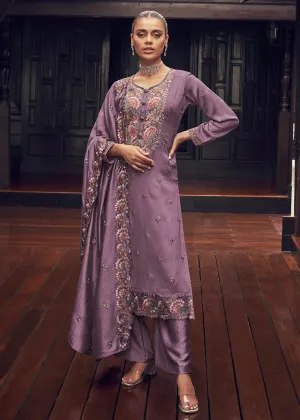 Festive Party Alluring Purple Embroidered Trendy Salwar Kameez