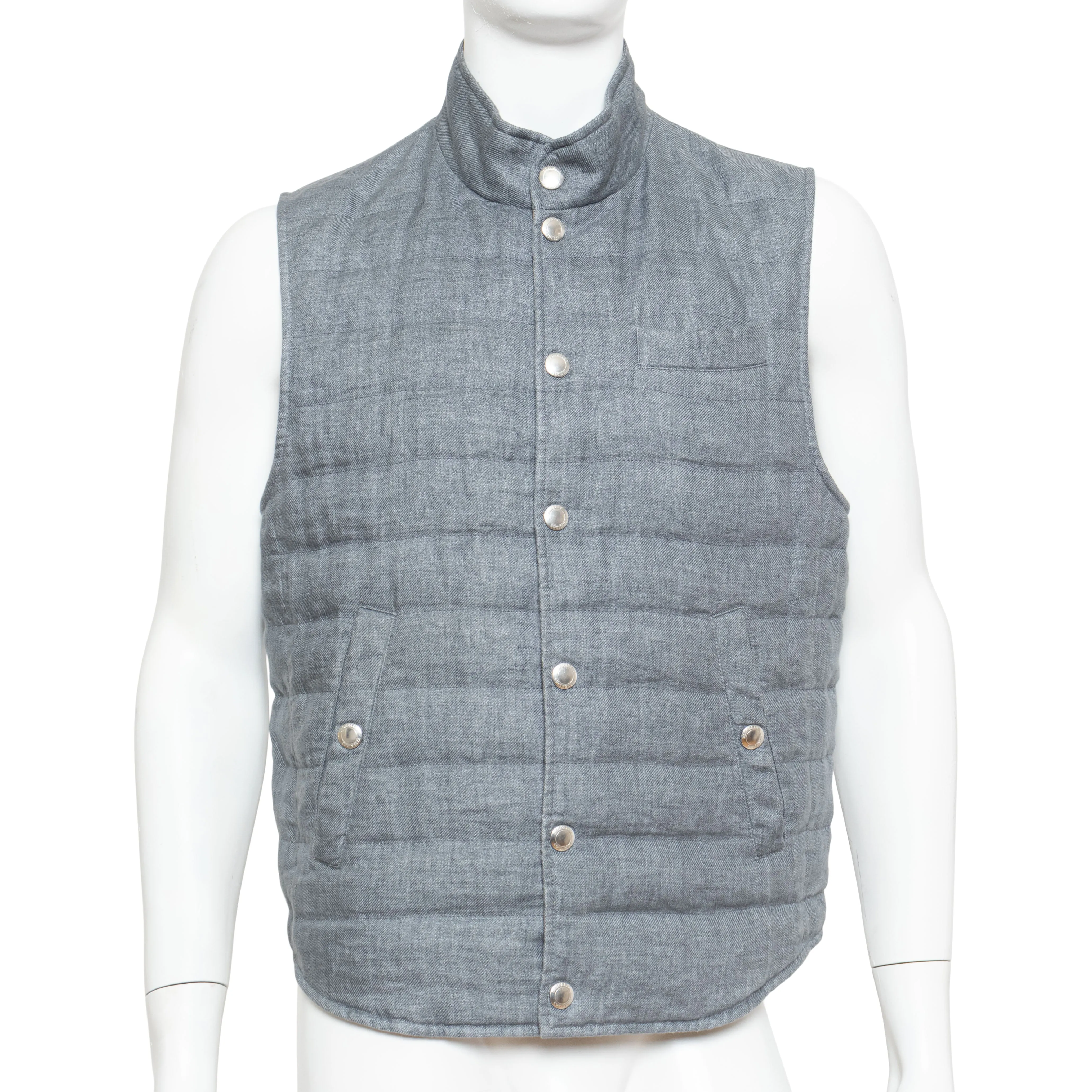 Gray Padded High Neck Vest