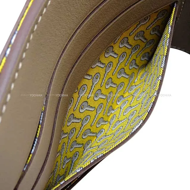 HERMES Bi-fold wallet CITIZEN Twill Compact clochette Etoupe Veau Swift Stamp B[BRAND NEW][Authentic]