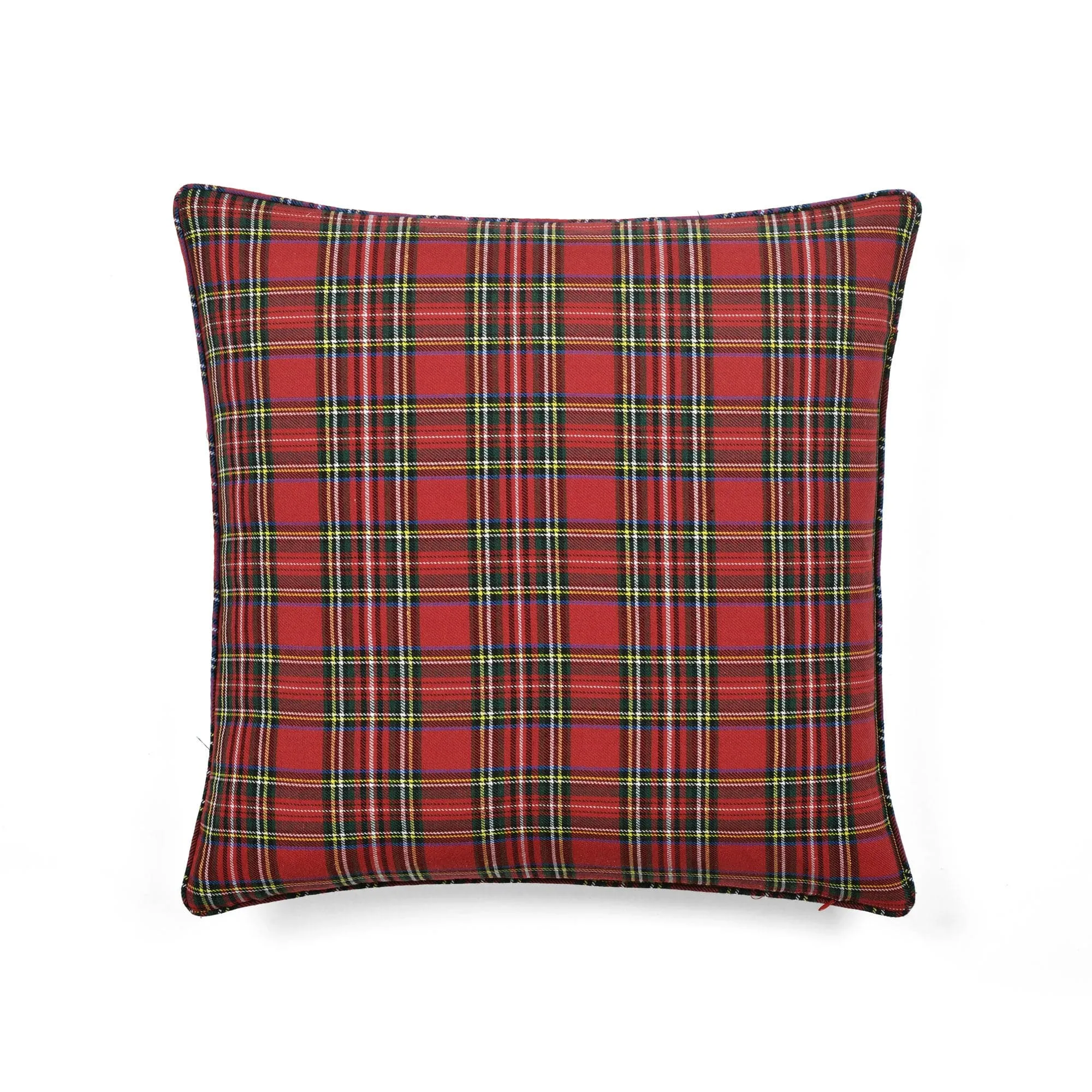 Holiday Truck Plaid Embroidery Script Decorative Pillow Cover