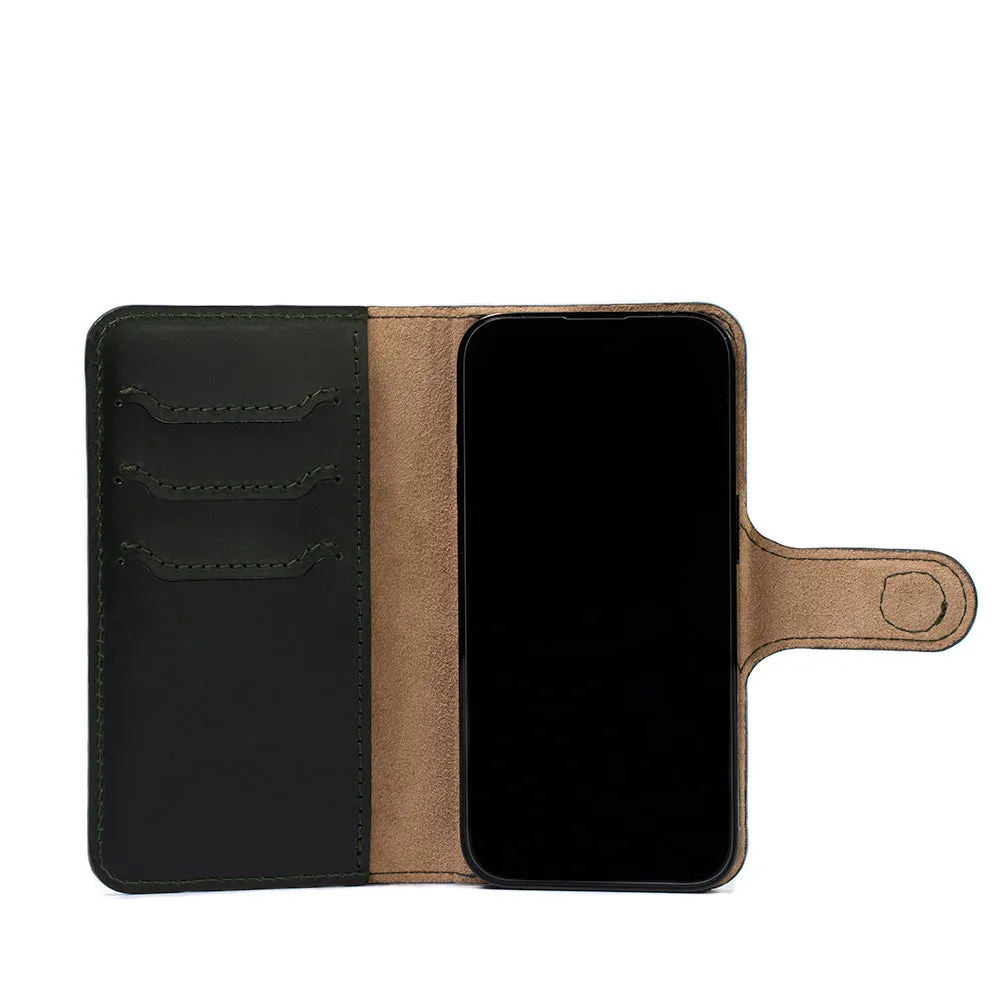 iPhone 16 series Leather MagSafe Folio Case Wallet with Grip