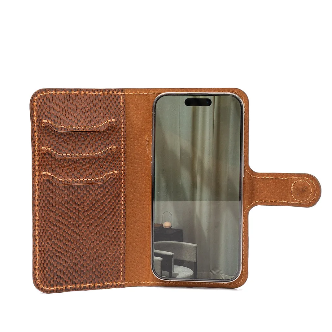 iPhone 16 series Leather MagSafe Folio Case Wallet with Grip