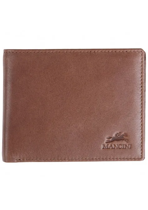 Mancini Leather Men's Center Wing RFID Wallet with Coin Pocket