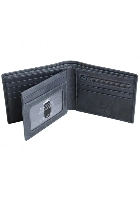 Mancini Leather Men's Center Wing RFID Wallet with Coin Pocket