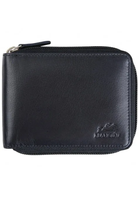 Mancini Leather Men's Wallet Zippered RFID Billfold with Removable Passcase