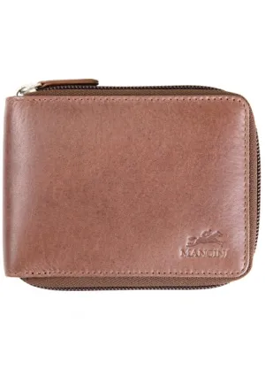 Mancini Leather Men's Wallet Zippered RFID Billfold with Removable Passcase