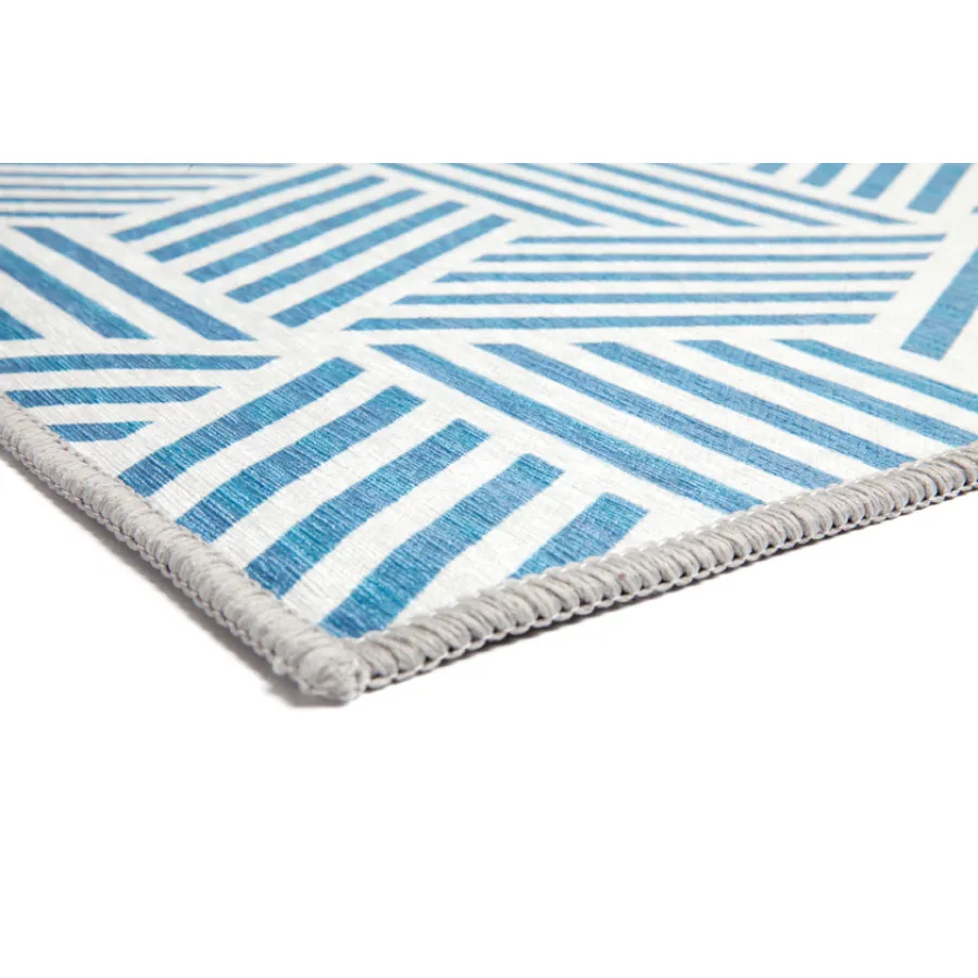 Mani Blue Geometrical Non Slip Rug