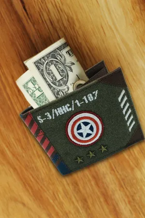 Marvel Captain America Vintage Military Army Zip Top Canvas Wallet