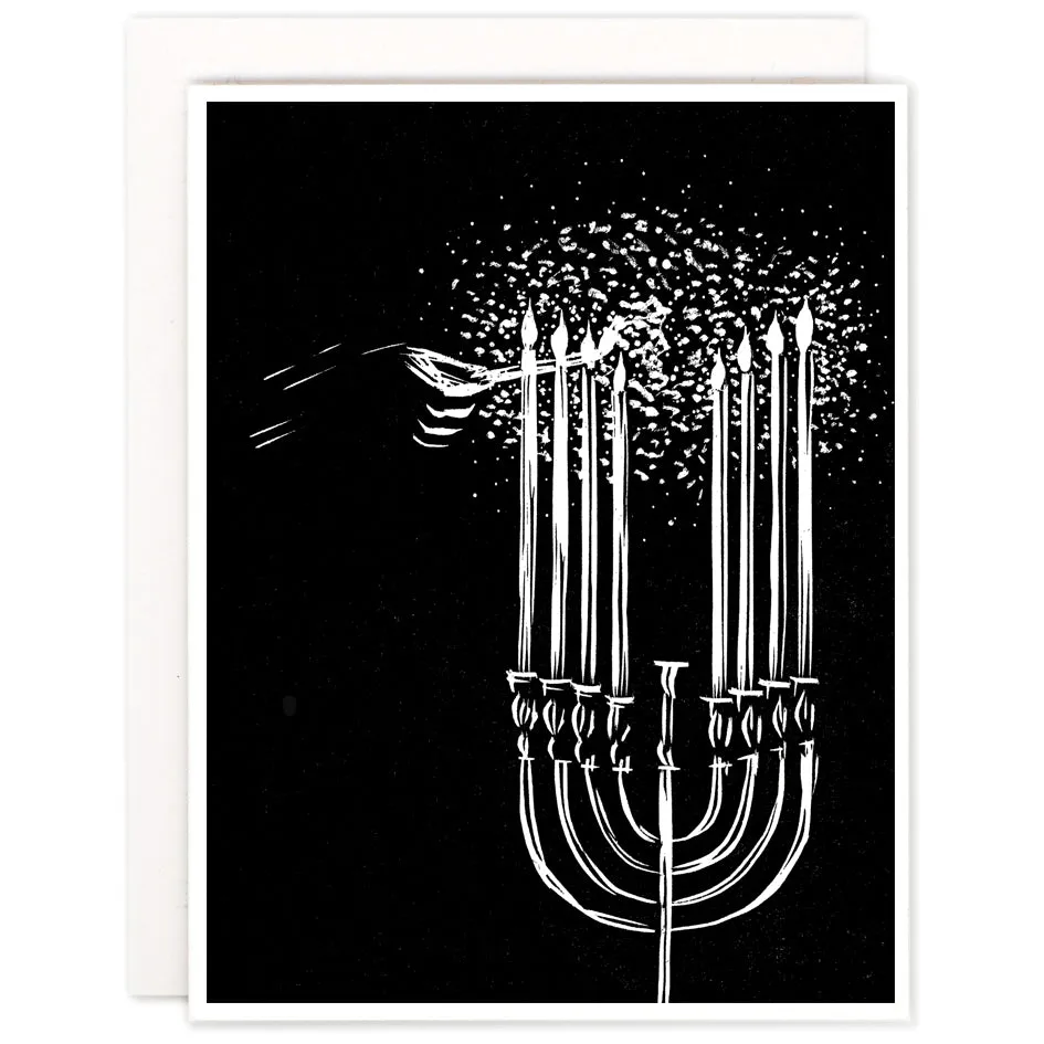 Menorah Indigo Printed Card