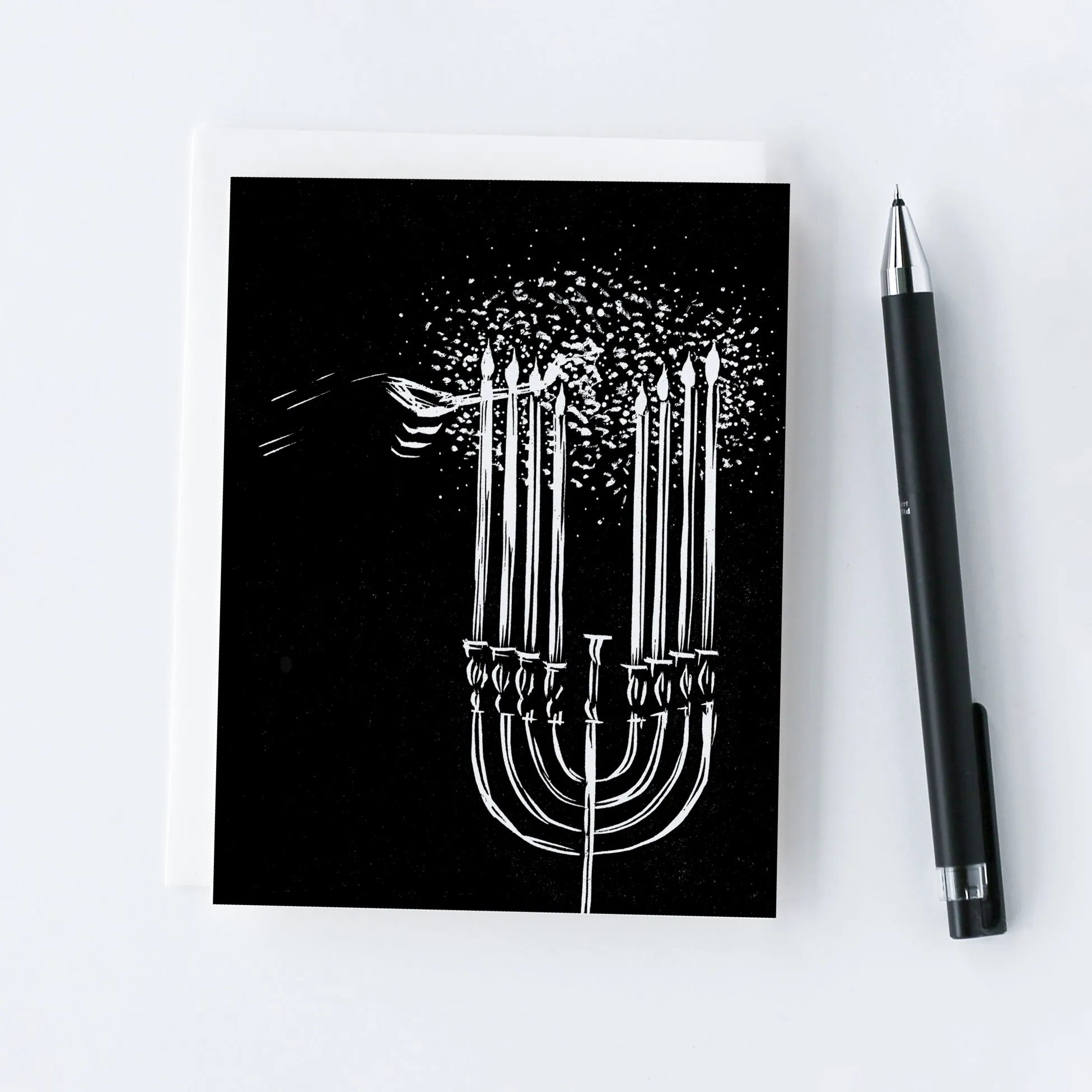 Menorah Indigo Printed Card