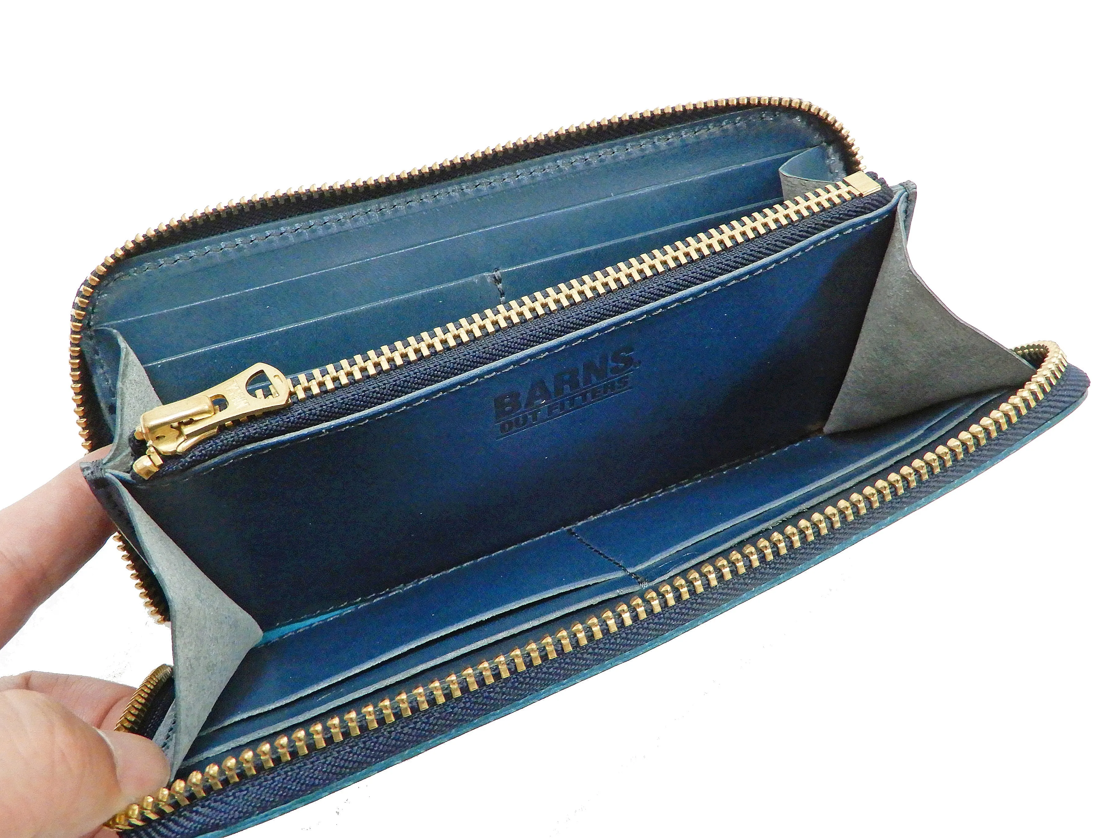 Men's Casual Leather Long Wallet Barns Outfitters Cordovan Zip Around Wallet LE-4318 Dark-Blue