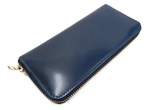 Men's Casual Leather Long Wallet Barns Outfitters Cordovan Zip Around Wallet LE-4318 Dark-Blue