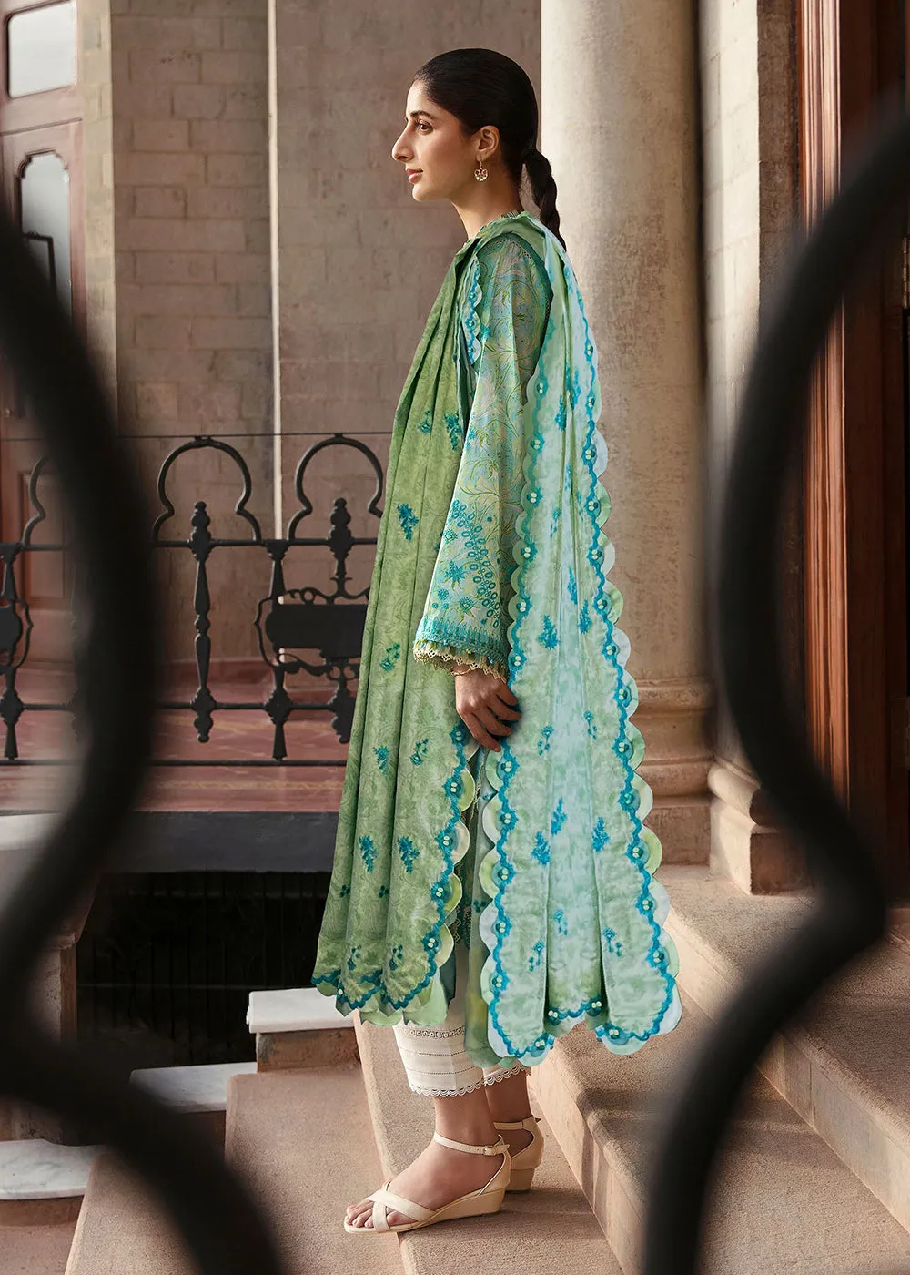 Mint Green Luxury Lawn Suit | Zaha | Festive Lawn '23 | MIRAY - ZF23-05