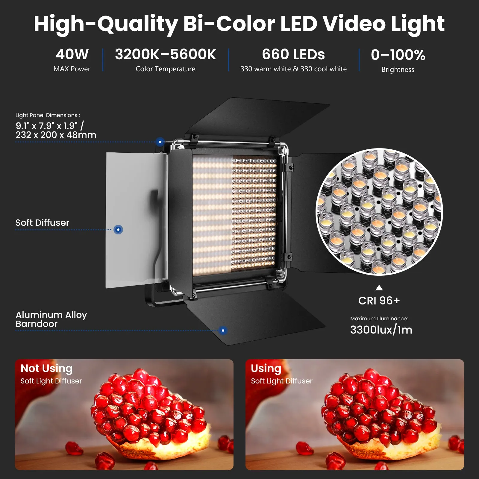 NEEWER 2 Pack NL660 Bi-Color 660 LED Video Light and Stand Kit