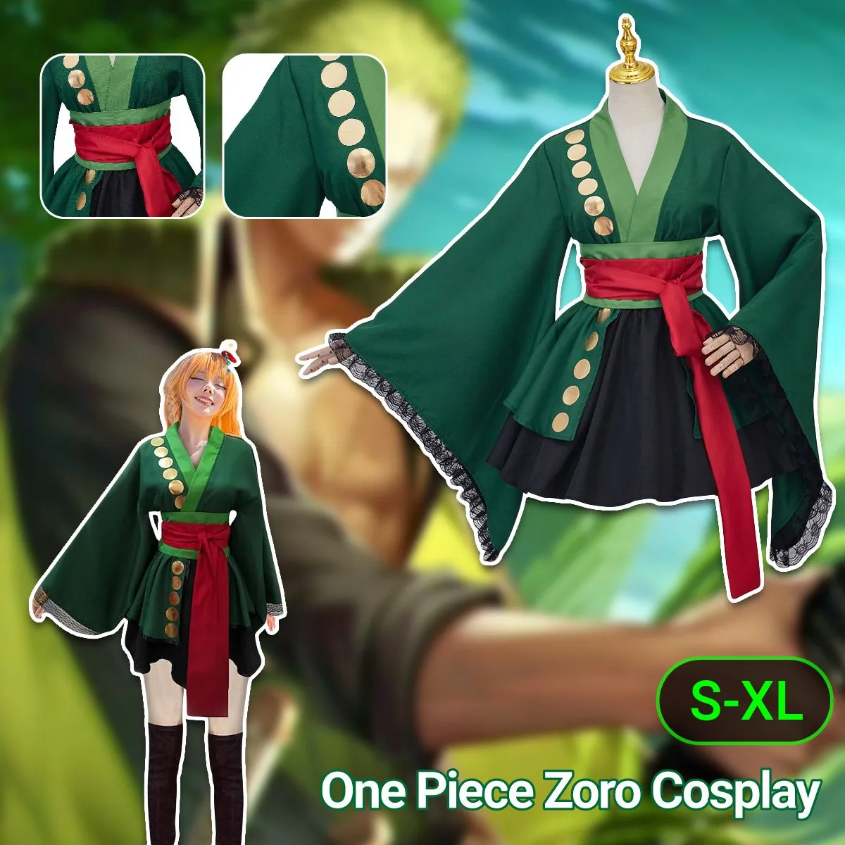 One Piece Roronoa Zoro Cosplay Costume Men