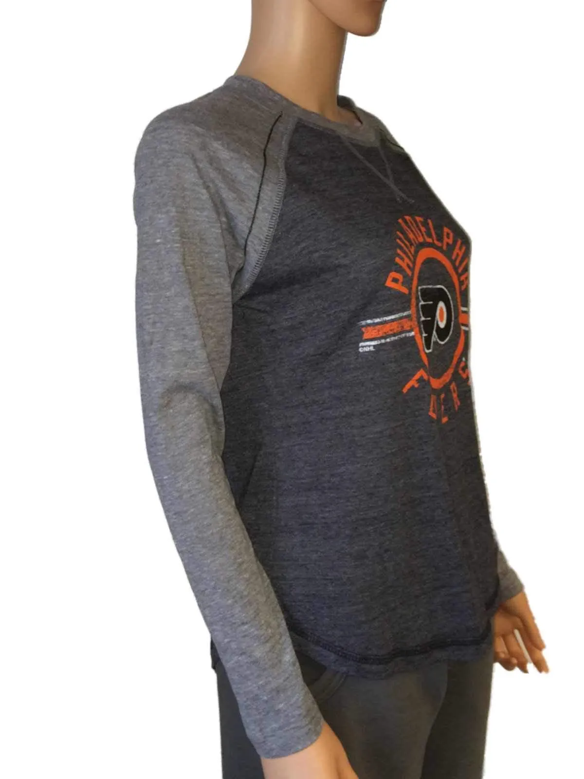 Philadelphia Flyers SAAG Women's Two-Tone Gray Tri-Blend Baseball T-Shirt