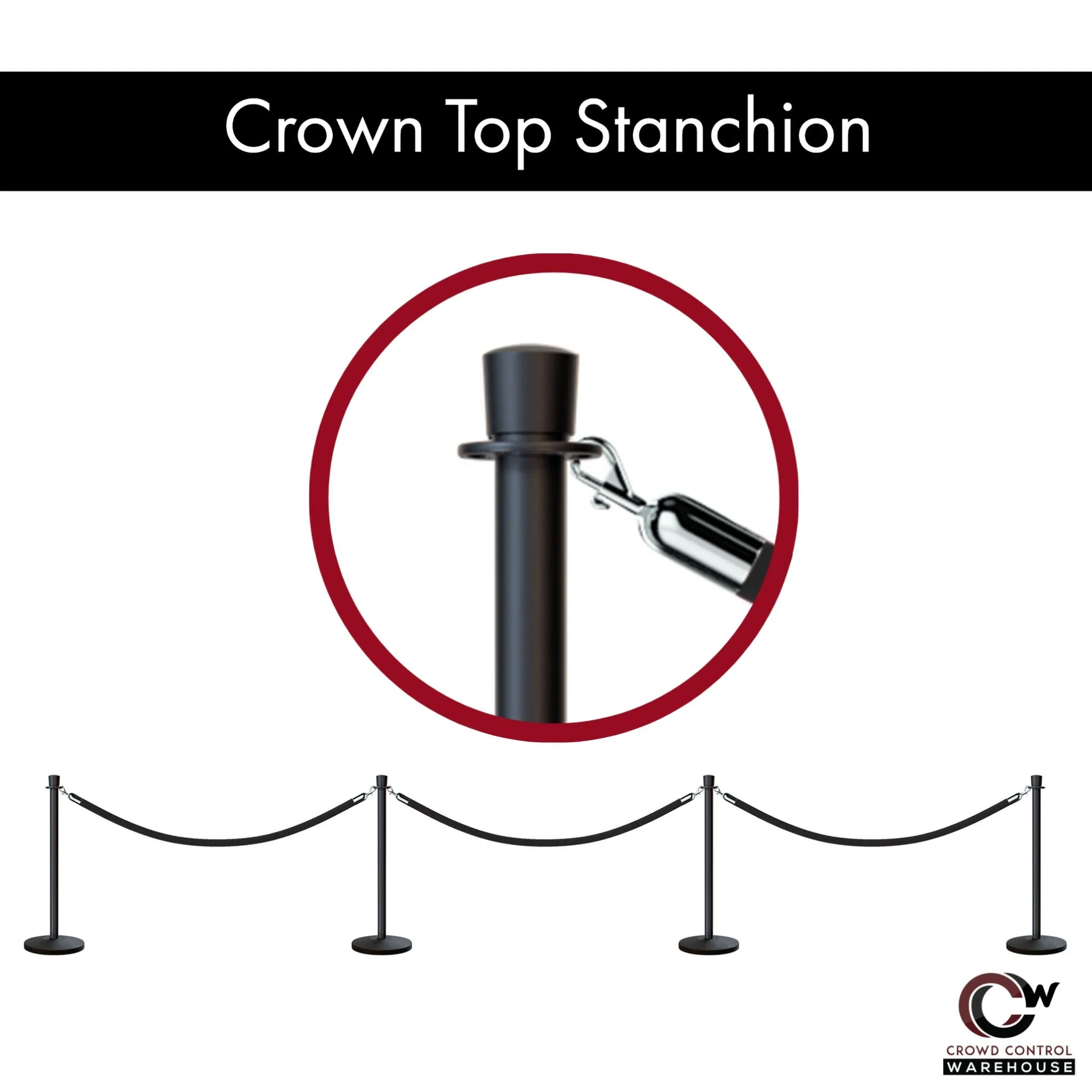 Post and Rope Stanchion Kit, Crown Top Posts, 6 Ft. Velvet Foam Core Rope - Montour Line