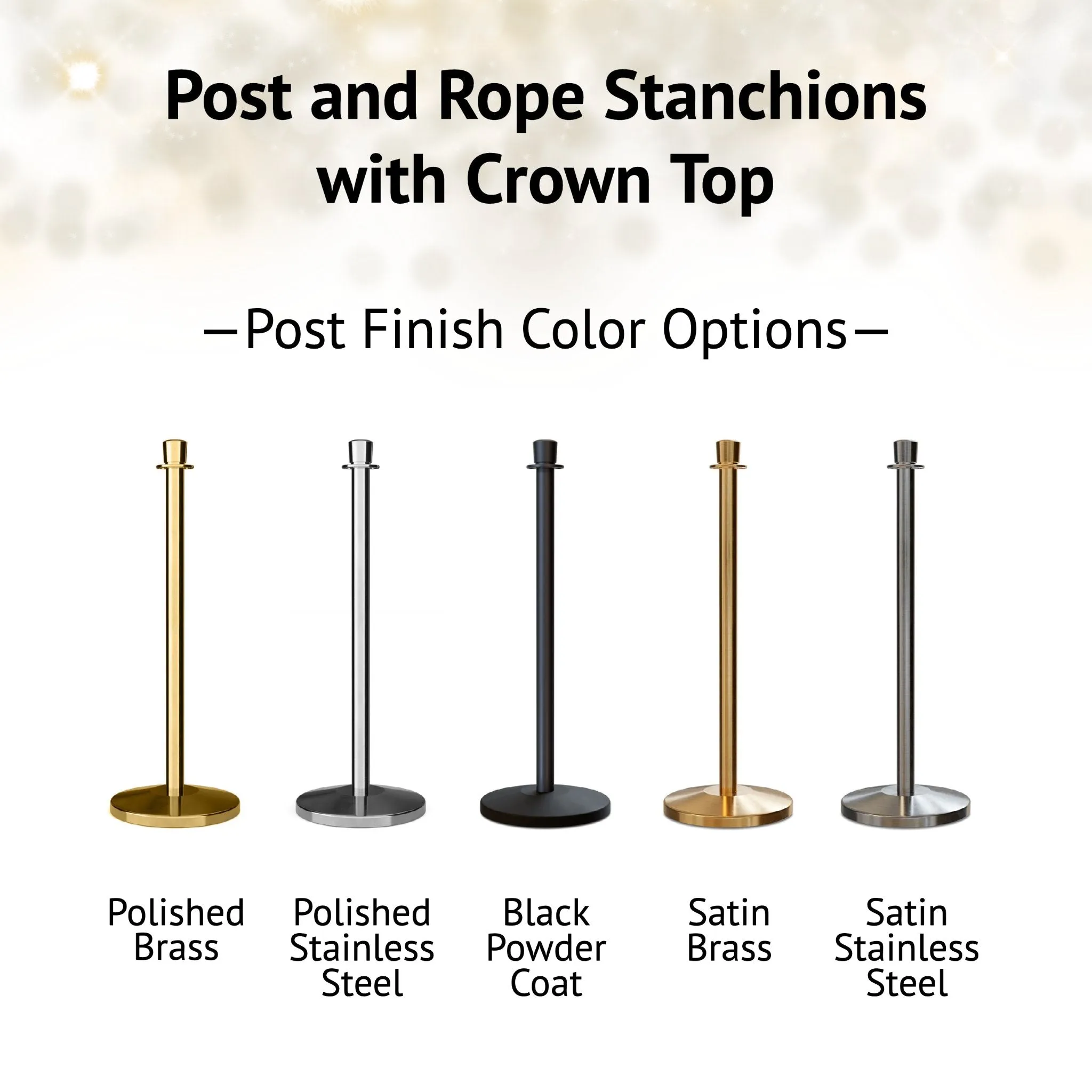 Post and Rope Stanchion Kit, Crown Top Posts, 6 Ft. Velvet Foam Core Rope - Montour Line